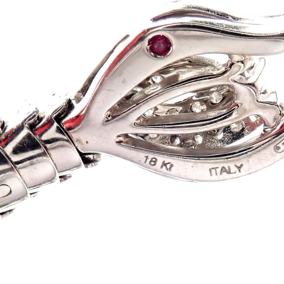 Authentic! Roberto Coin Nemo 18k White Gold Diamond Ruby Enamel Cuff Bracelet - Picture 12 of 12